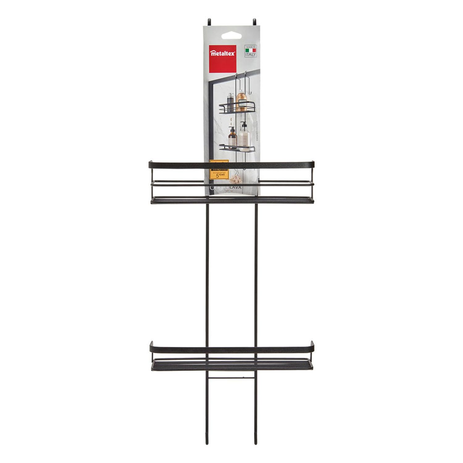 Metaltex 401122000 Origin Lava Doppeltes Bildschirmregal, Schwarz