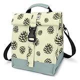 SUNNY BIRD Insulated Lunch Bag Rolltop Lunch Cooler Cute Lunch Box for Girls, Teens and Kids (Pinecone)