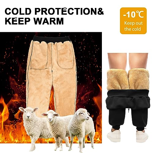 PASUDA Pantalones Chandal Hombre Invierno Forro Polar Pantalón Jogger Hombre Casual Sherpa Cálido Pantalones Jogging Cintura Elástica con Bolsillos y cordón Ajustable (Negro, XL)