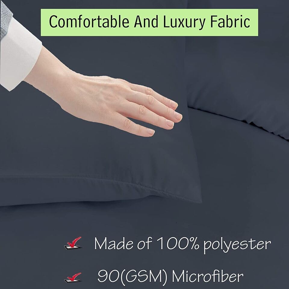 Ev Dekor®Duvet Cover Sets Charcoal, Soft Microfibre Polyester Double Duvet Cover with Pillow cases - Image 4