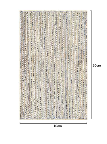 Image of Jute Braided Reversible Square Carpet (Blue /Grey, 5X7 Feet)