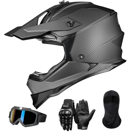 Casco moto motocross full face ILM WS-901 con gafas guantes y máscara