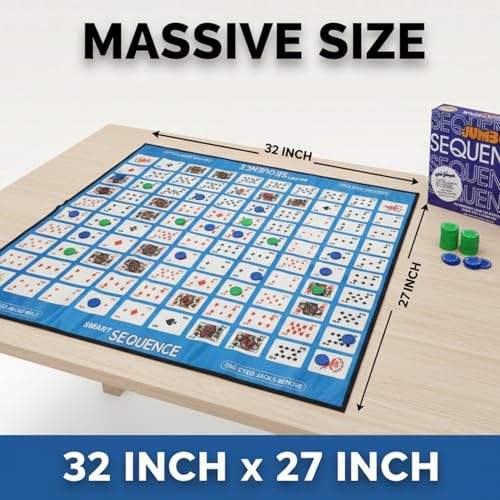Image of Jumbo Sequntra Smart Sequence Board Game | Large Fabric Mat Strategy Game | Fun Learning Game for Kids & Adults | Family & Party Strategy Game | 2-8 Players