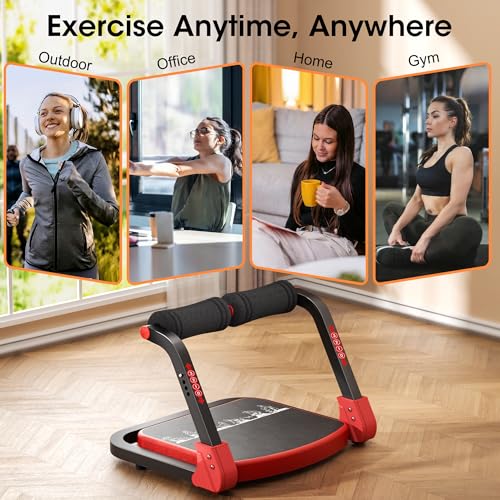 PAPIBLU Ab Machine Ab Trainer - Sit Up Exercise Equipment& Core Machine, 4 Level Adjustable Resistance, Foldable Ab Crunch Machine for Home Gym Stomach Workouts - Red - Image 7