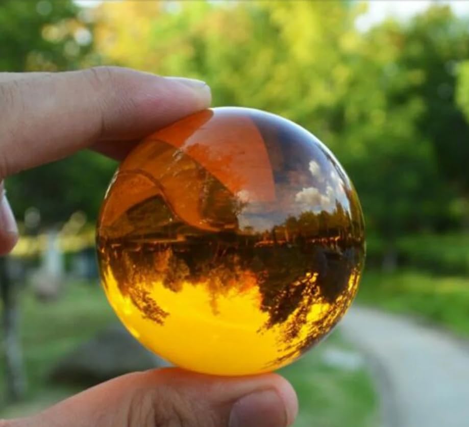 Boule De Cristal Ambre Asiatique VEKETE 60mm - Sphère Pierre Naturelle Pour Décoration Et Collection