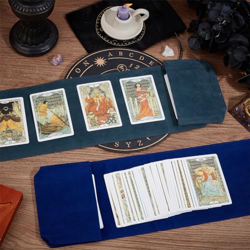CREATCABIN 4Pcs Tarot Card Holder Bag Kit Contains Velvet Tarot Card Storage Witchcraft Supplies Set Tarot Spread Cloth Wrap Tarot Drawstring Pouch for Divination Witchcraft Pagan 2.95x4.96 Inch - Image 4