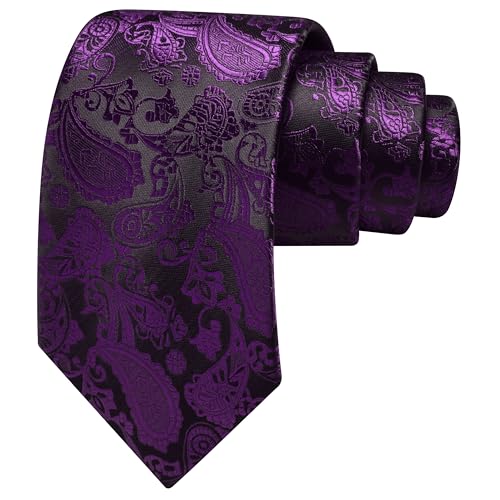 Image of GUSLESON 3.15 inch(8cm) Fashion Paisley Ties Mens Woven Jacquard Necktie for Wedding