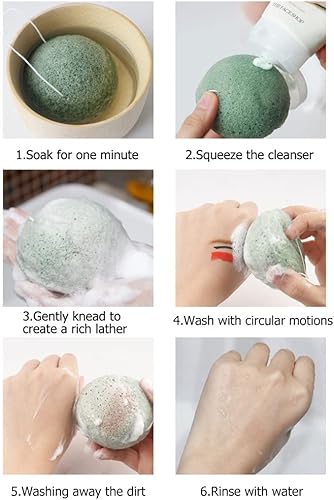 Miniatura 6 de Kaxich Esponja facial Konjac 6 esponjas faciales, esponjas faciales orgánicas naturales para lavado facial para limpieza suave de la cara y exfoliar