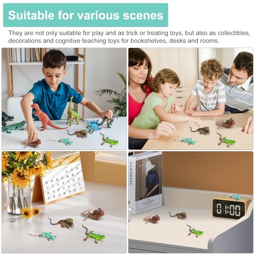 UOCAI 4 Stück Eidechse Spielzeug, Eidechse Gummi Tiere, Reptilien Eidechsen, Simulations-Eidechsenspielzeug, Eidechsenmodell Spielzeug, Chameleon für Kinderspielzeug, Halloween April Fools Day Prop