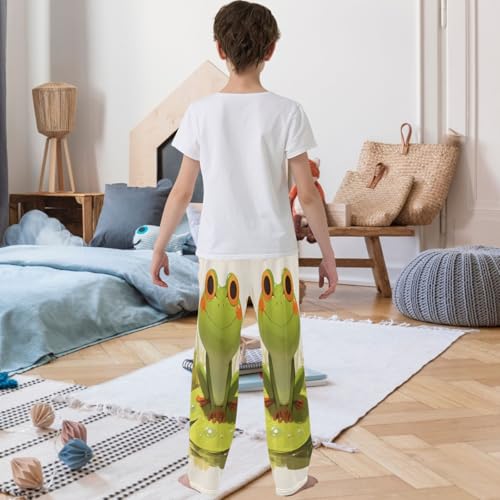 Boy's Pants Smile Frog Jogger Pants Elastic Waist Long Bottoms Trousers with Pockets 6-14 Years3