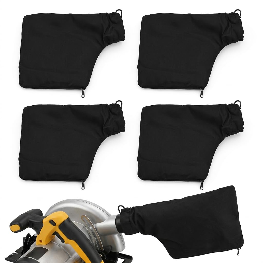 4 PCS Durable Black Mitre Saw Dust Bag Replacement with Zipper & Wire Frame