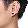 Fu You 6 Paires Acier Inoxydable Boucles d'oreilles Magnétique Homme Femme Boucle d Oreille Aimant sans Trou Fausse Boucle d'oreille Clip Non Piercing Diamant Zirconium Ronde Clou Argent Or Noir 8MM #5