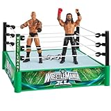 WWE WrestleMinia Bloodline Rules Playset with Wrestling Ring, Roman Reigns & The Rock 15cm Action Figures | WWE Toy Ring for Kids & Collectors
