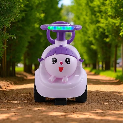 Image of kidsROAR Push Ride On Car for Kids 1-5 Years | Baby Push Car with Music, 3D Lights & Backrest | Premium Ride On Toy Supports Up to 35kg (Cartoon, Purple)
