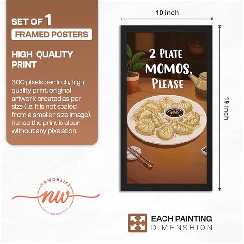 Image of NoWorries Wall art framed painting food posters for cafe decor (Synthetic wood frame) inch300 GSM premium art HD prints inch Wall painting for Home & Kitchen Decor (Pattern illustration)( Set of 1, Framed Painting) (BLACK, ART-4, 10X19INCHES)