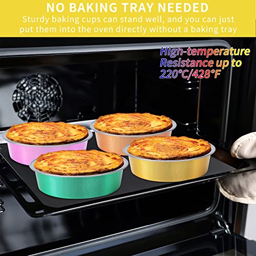 Mini Pie Tins With Lids,Heyyumi 50Pcs 8Oz Aluminum Foil Mini Cake Pans,Disposable Ramekins Muffin Tins,Foil Baking Cups,Cupcake Cups Containers Liners,Dessert Cups Flans For Tarts Pies(Mixed5) #TOP4