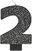 Amscan Black #2 Birthday Glitter Numeral Candle Children's Party Favor Sets, Metallic Black