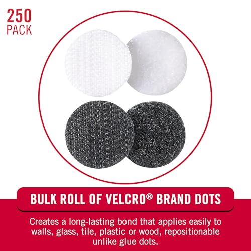 Image of VELCRO Brand Dots with Adhesive | 250 Sets White and Black Assorted | Preschool Classroom Must Haves | Sticky Back Circles Perfect for Teachers | 1 /2 Inch Round Tape (VEL-40031-USA)