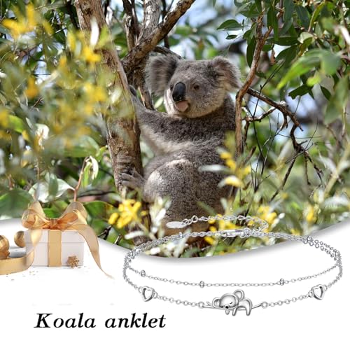 Image of 925 Sterling Silver Layered Ankle Bracelets for Women Jewelry Gifts | 925 Sterling Silver Layered Sea Turtles /Elephant /Wave Anklet Animal Bracelet Summer Ocean Beach Jewelry Gifts for Women