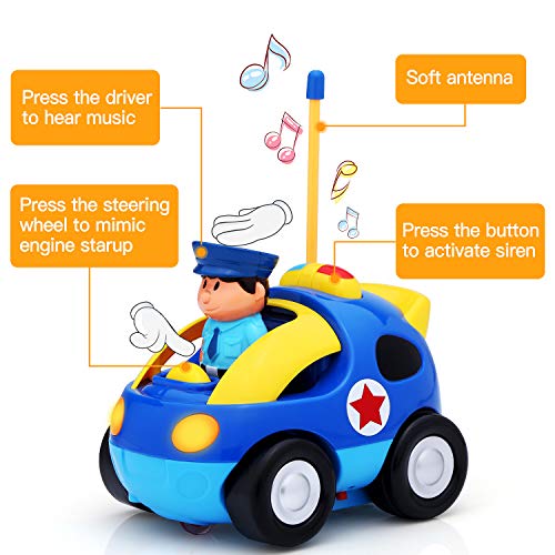 KingsDragon Remote Control Car, Cartoon RC Police Car Race Car with Lights and Music,Radio Control Toys for Kids Young Children and Toddlers,Perfect Birthday Xmas (Blue) - Thumbnail 4