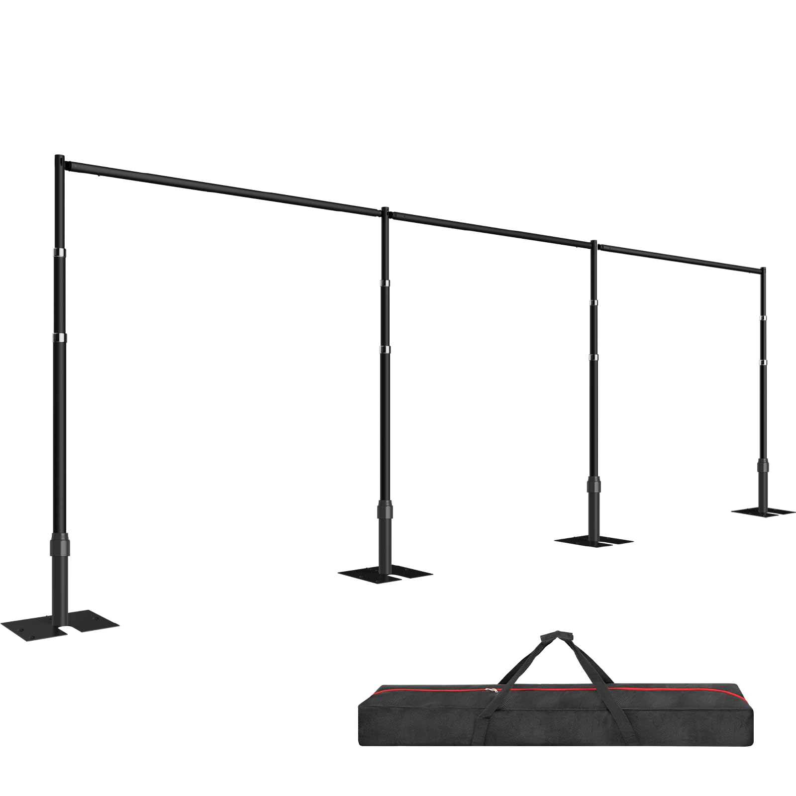 Photo 1 of EMART Backdrop Stand Heavy Duty 10ftx30ft, Adjustable Pipe and Drape Photo Background Support Kit, Metal Frame with Flat Base for Wedding Birthday Party Banquet Decorations-Black