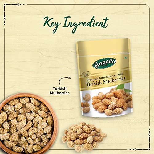 Image of Happilo Premium International Dried Turkish Mulberries 150g (Pack of 5), Rich in Calcium & Vitamin C, Freshest, Quality Berries, Perfect Snack Treats, Vegan, Non-GMO