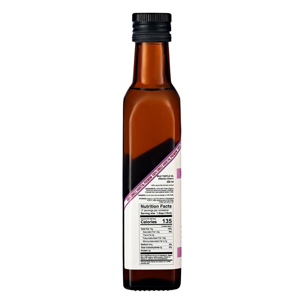 Aceite de Cardo Mariano Verde Siberiano – 250 ml de Semillas Varietales Extra Virgen de las Montañas Doradas de Altái