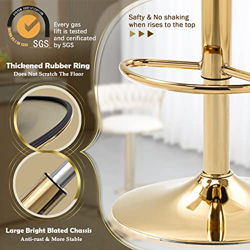 Velvet Swivel Bar Stools Set Of 2, Adjustable Counter Height Bar Stool With Woven Back, Upholstered Kitchen Dining Chairs, Modern Barstools For Kitchen Island, Cafe, Pub, Bar Counter(Mustard Yellow) #TOP3