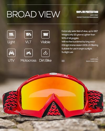 Image of BATFOX Dirt Bike ATV Goggles Motorcycle Gear Riding Motocross Dirtbike 4-Wheeler MX DH Accessories Goggles Glasses for Men Women Youth UV400 Protection Dust-proof Anti-Slip Strap