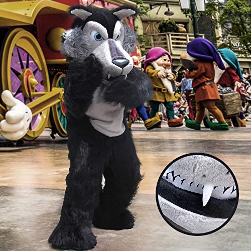 Deluxe Gray Wolf Mascot Costume Adult Size For Men & Women Height 5'7" To 5'11" With Built-In Fan Inside The Head #TOP2