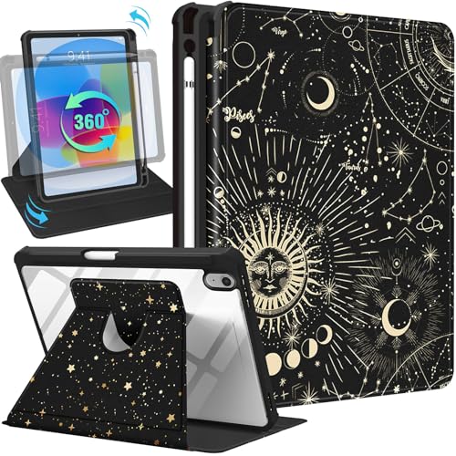 Funda para iPad de 10ª generación con estética mística de luna y sol para el café