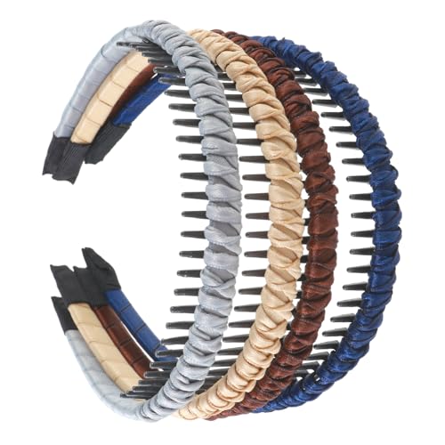 Heclia Zahnkamm Stirnbänder für Frauen Multicolor Rutschfeste verstellbare 4er Set Haarreifen mit Zähnen für Fitness Yoga Workout Tanzen Waschen Partys Hochzeiten Festivals Sport Besondere Anlässe