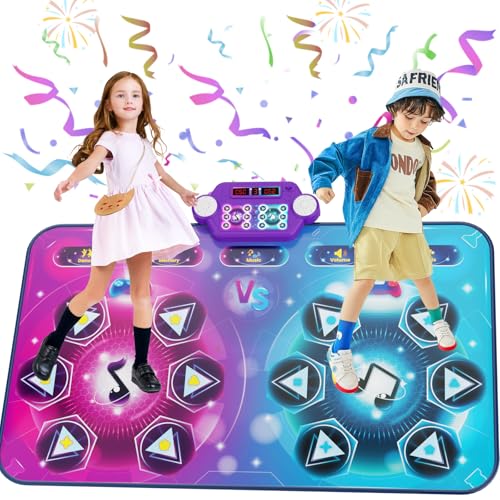 maysida Rechargeable Dance Mat - Double User Play Mat with Extra Large Size (59*38 in), Dancing Music, Challenge Game, Piano Mode, LED Lights, Christmas Birthday Gift for Kids Girls Boys 3-12 Year Old
