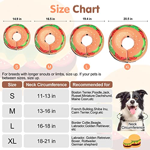 Image of BEAUTYZOO Dog Cone Alternative After Surgery for Large Medium Small Dogs, Soft Inflatable Cone Collar for Dogs Cats, Dog Neck Donut E Collar Dogs Recovery Collar to Stop Licking, Brown Burger, XL