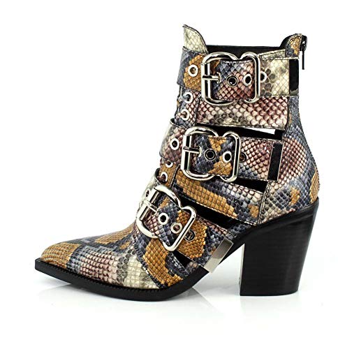 Jeffrey Campbell Womens Caceres Grey Wine Snake Boot - 6 #TOP1