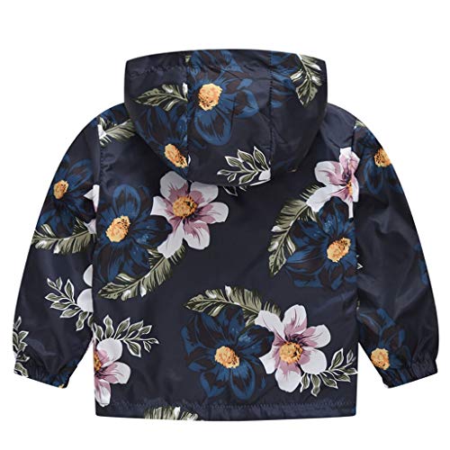 Toddler Boys Girls Cute Print Zip Jacket Hooded Trench Kids Coats Windbreaker Outdoor Motion (Black, 2-3 Years)2