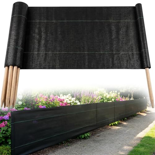 3 x 100 Silt Fence with Stakes Black Silt Fence Roll Erosion Control Barrier Fabric w/11 Pointed Wooden Stakes Agricultural Fencing Runoff Guard for Construction Sites Farms Landscape Yards