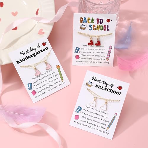 ZLP Back to School Necklace Gift Set, Mommy and Me Matching Heart Necklace for Starting School - Comfort Jewelry & Encouragement Gift3