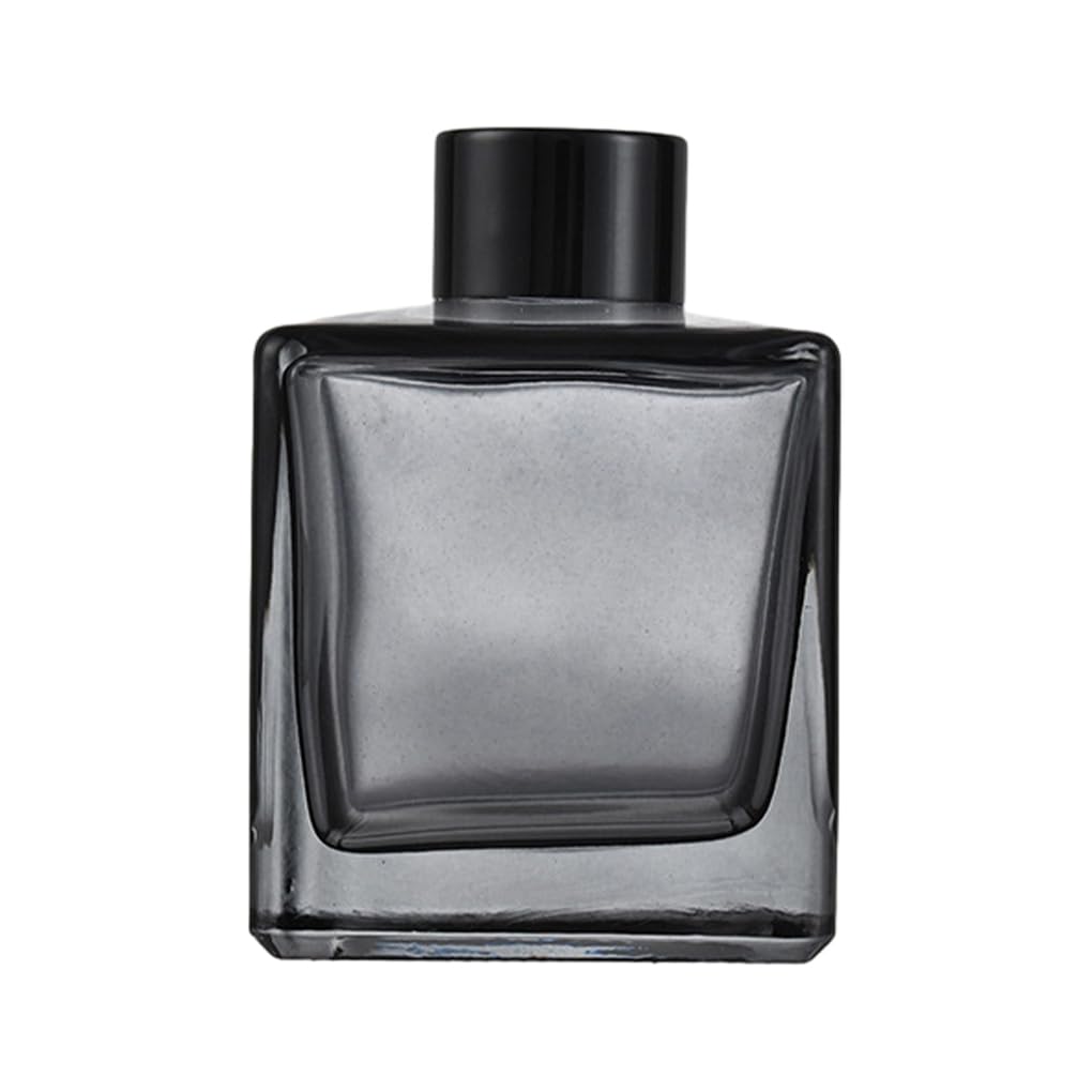 Reed Diffuser Kit - Decorate Space With Subtle Fragrance Glass Empty Square Shape Fragrance Glass Diffuser Anti Slide, 200mL Smoke Grey