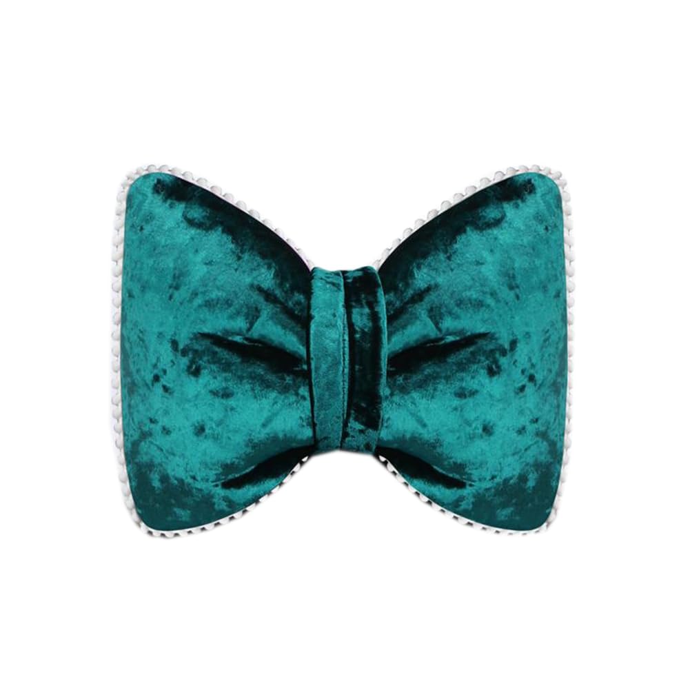 Qinqin Store Green Lovely Car Neck Pillow Bowknot Driving Headrest Cushion Pillow Bow Tie Car Waist Pillow Back Cushion Car Bow Pillows (, Headrest Pillow: 28×18Cm/11.02"×7.09")