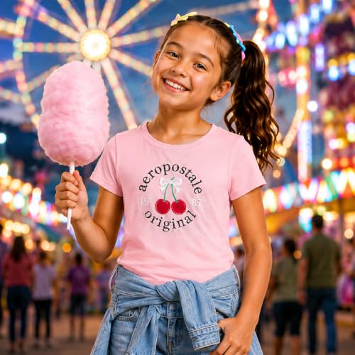 Image of Girls T Shirts - Soft Cotton Blend Short Sleeve Cute Graphic Tees - Classic Crewneck Logo Tee Girls Shirts (Sizes: 7-16)