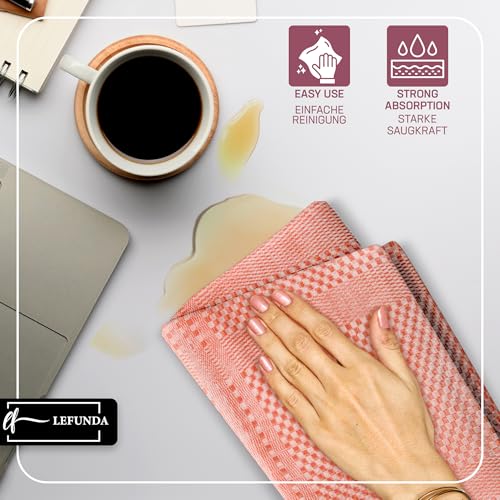 LEFUNDA® 10er Set Geschirrtücher - 100% Baumwolle Küchentücher, 220 GSM, Weiche, Super Saugfähige Geschirrhandtücher, Vollzwirn, 50x70cm (Orange, 10)
