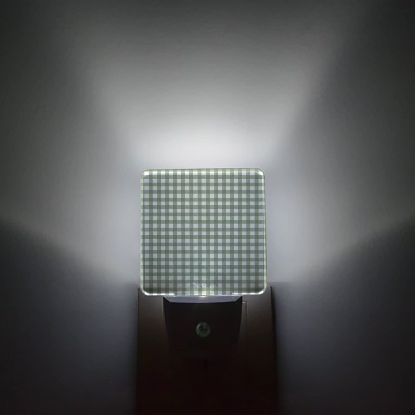 Night Light for Kids, Sage Green Buffalo Plaid LED Night Light Plug into Wall with Light Sensors Dusk to Dawn, Nightlight for Children Girls Baby Room Nursery Stairs Hallway Decor