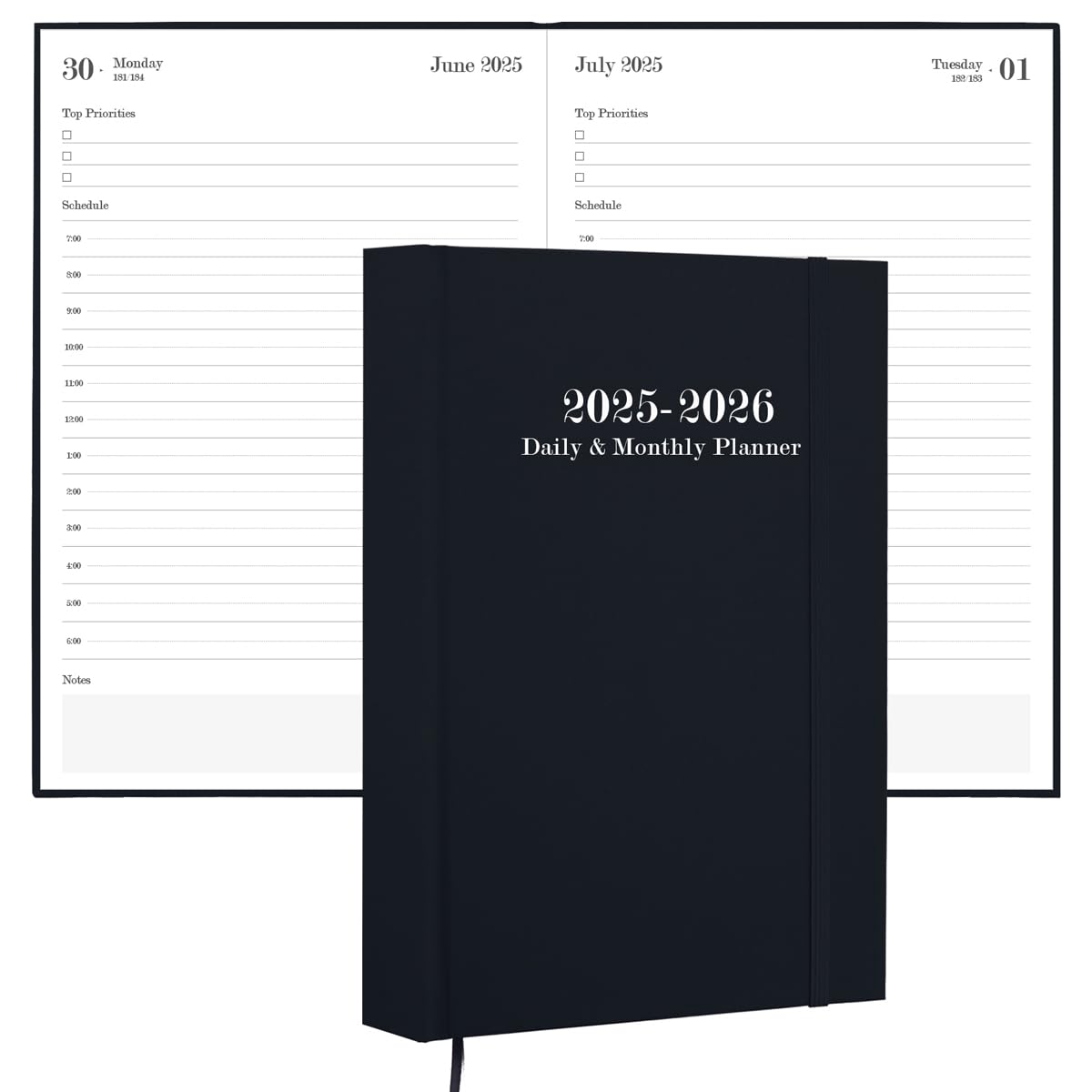 2025-2026 Daily & Monthly Planner - Daily Planner One Page Per Day from July 2025 to June 2026, 5.8'' x 8.3'' Hourly Appointment Book Perfect