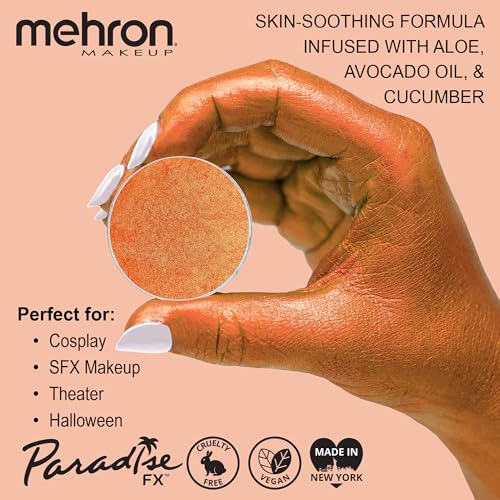 Image of Mehron Paradise FX Metallics - Metallic Orange 0.25 oz | Pro Water-Activated Shimmer Paint for Raves, Costumes, SFX, Halloween, Stage, Screen, Theater & Cosplay