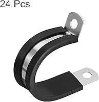 Vista 3 de uxcell Abrazadera de cable de 1-1/8 pulgadas (1.102 in) Abrazadera de cable de acero inoxidable 304 Abrazadera aislada acolchada en forma de R