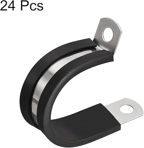 Miniatura 3 de uxcell Abrazadera de cable de 1-18 pulgadas (1.102 in) Abrazadera de cable de acero inoxidable 304 Abrazadera aislada acolchada en forma de R