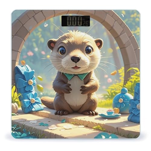 Báscula digital Cute Otter con vidrio templado y pantalla LCD