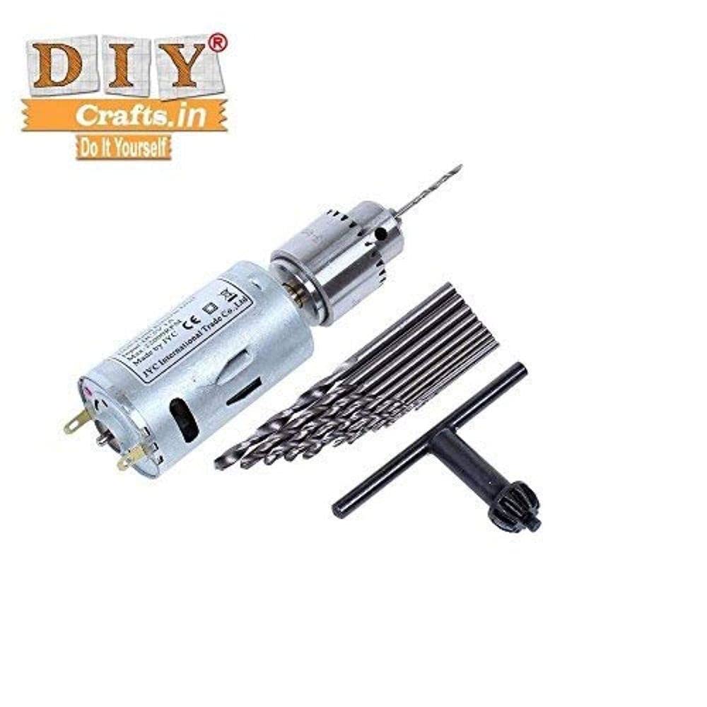 Diy Crafts 10372 8429 Electric Motor Small Pcb Hand Drill Press Twist Bits Keyless Chuck, Multicolor, 13 Piece