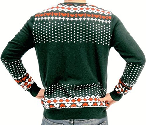 Ugly Christmas Sweater Rudolph Flashing Light Red Nose Reindeer Adult Green Sweater2